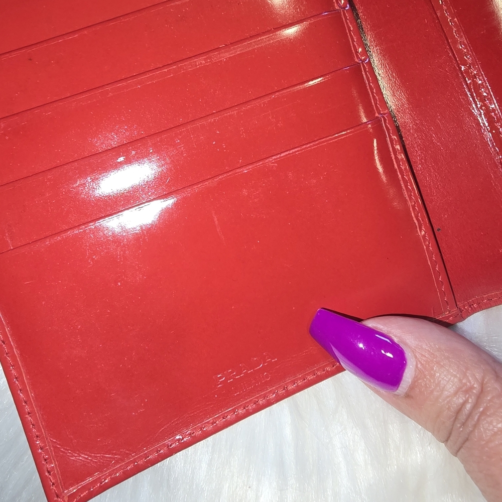 Prada Red Leather Bi Fold Wallet - Picture 4 of 6